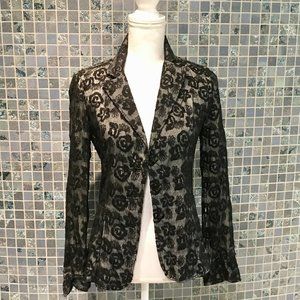 Embroidered Black Net Jacket - Size 4